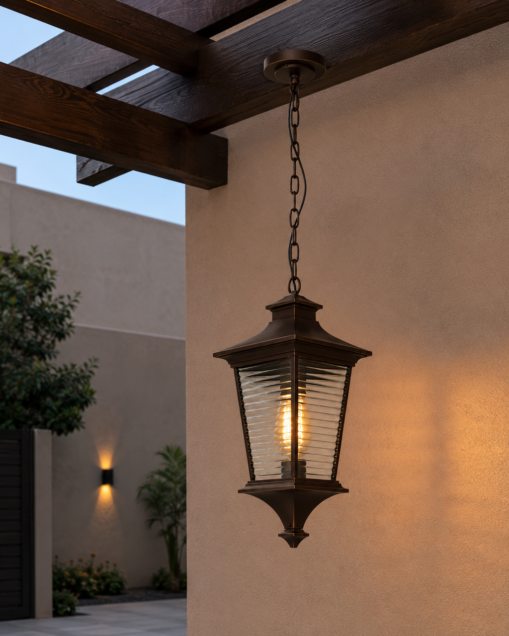 1.	Modern Dark Brown Outdoor Hanging Lantern Light – E27 Pendant Light for Entrance, Balcony & Patio