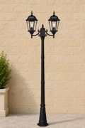 Luxury Matte Black Double Head Outdoor Garden Lamp Post – 230cm Waterproof Villa & Driveway Ligh