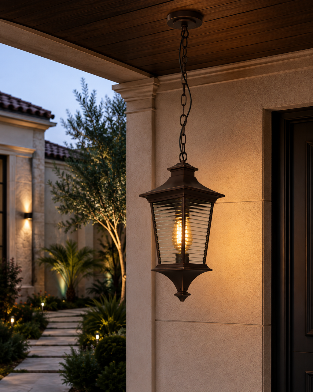 1.	Modern Dark Brown Outdoor Hanging Lantern Light – E27 Pendant Light for Entrance, Balcony & Patio
