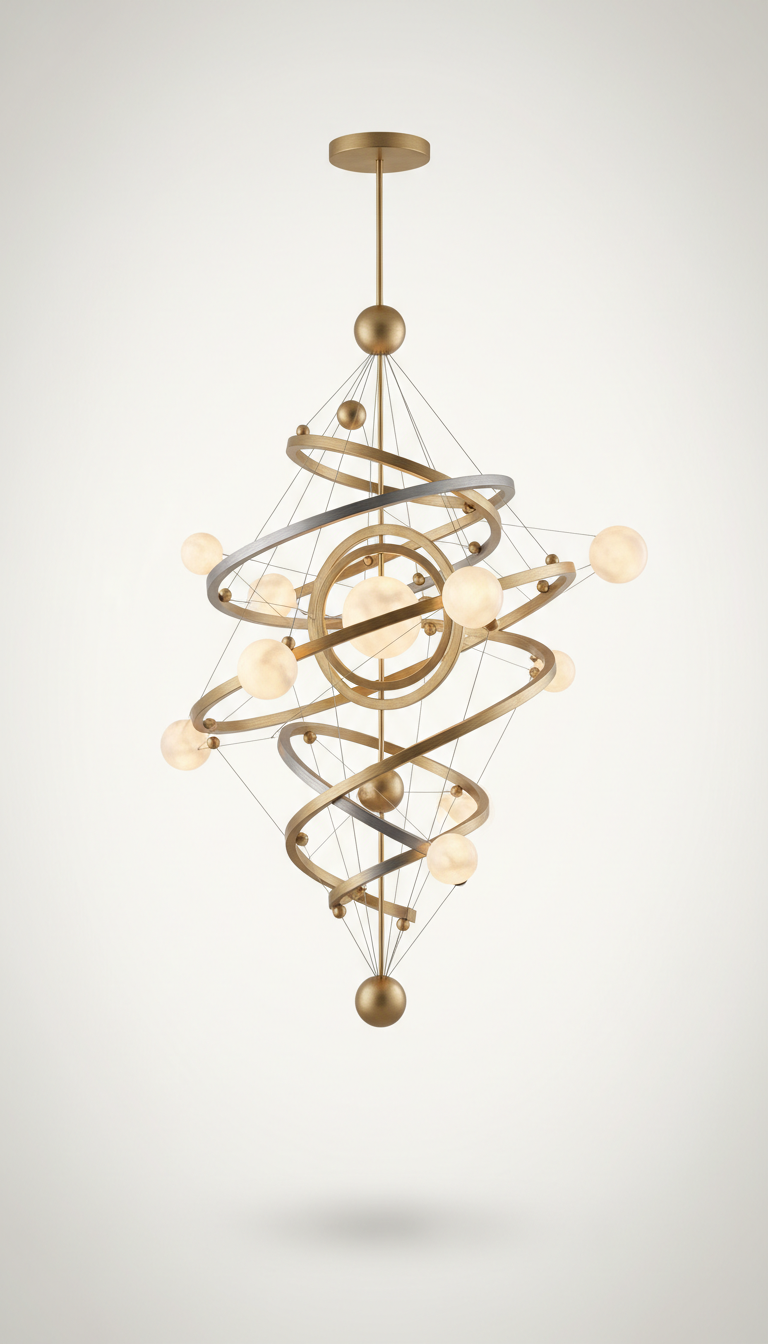 Celestial Halo Chandelier with Blown Glass