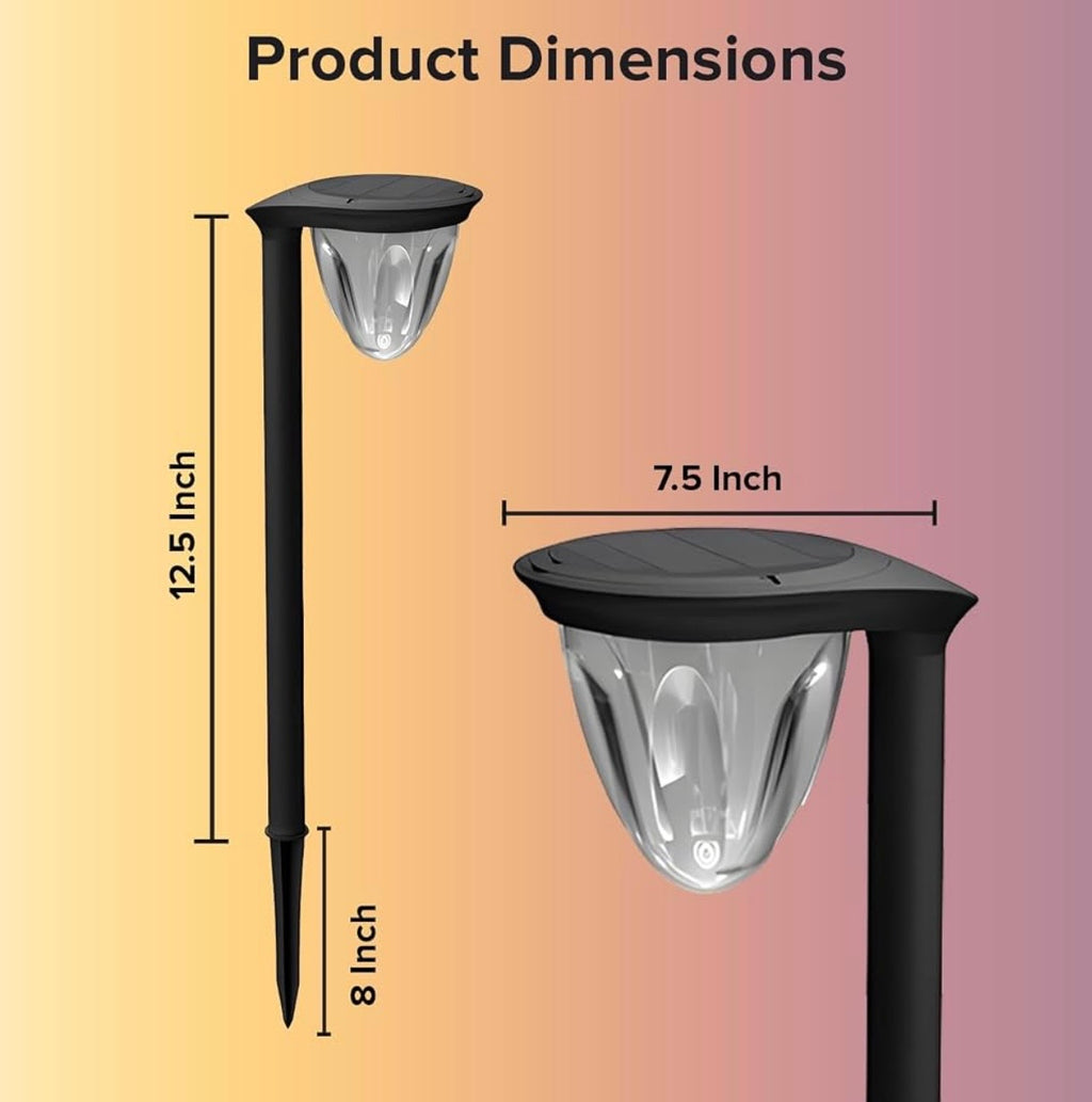 QF-201 Multi-Purpose Lamp Solar-Powdered 2200mAh Pathway Multicolour for Garden Outdoor Decoration Lawn Spotlight with Solar Panel, 1 PCS 3000k+6000k