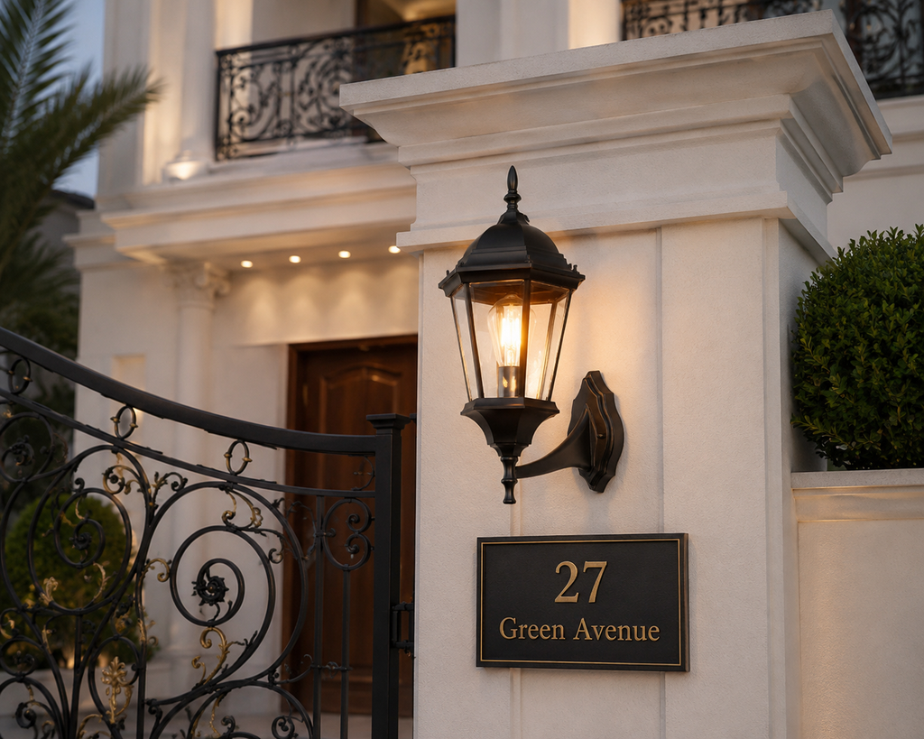 A traditional exterior wall mount featuring durable cast aluminum construction, clear glass panes, and a wet safety rating.