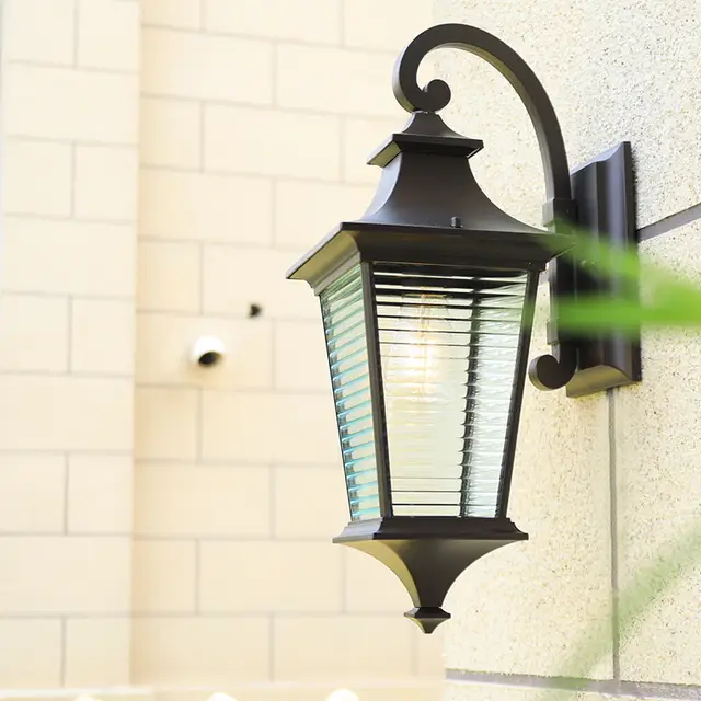 Premium Dark Brown Outdoor Wall Lantern | Waterproof Die-Cast Aluminum Wall Sconce with Ribbed Glass | Exterior Light for Villa, Garden, Gate & Entrance