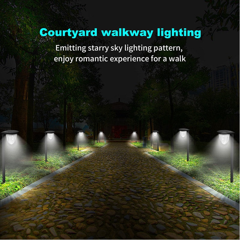 QF-201 Multi-Purpose Lamp Solar-Powdered 2200mAh Pathway Multicolour for Garden Outdoor Decoration Lawn Spotlight with Solar Panel, 1 PCS 3000k+6000k