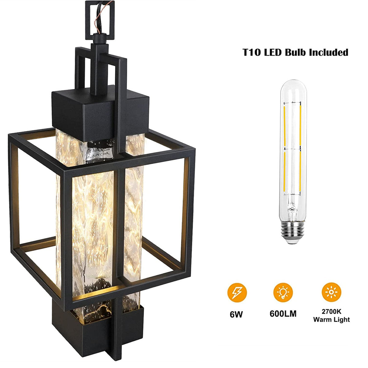Modern Black Outdoor Hanging Pendant Lantern Light – Waterproof E27 Exterior Ceiling Light for Villa, Garden, Porch &