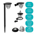 QF-201 Multi-Purpose Lamp Solar-Powdered 2200mAh Pathway Multicolour for Garden Outdoor Decoration Lawn Spotlight with Solar Panel, 1 PCS 3000k+6000k
