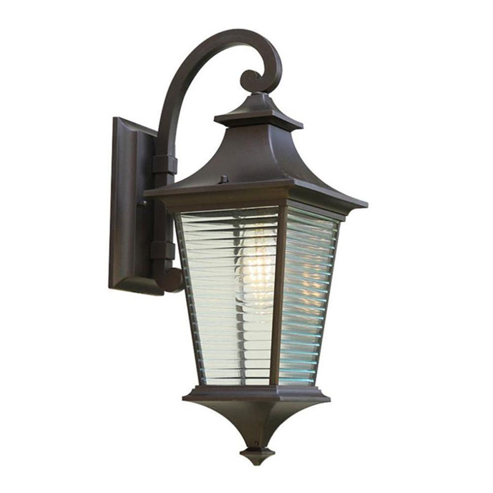 Premium Dark Brown Outdoor Wall Lantern | Waterproof Die-Cast Aluminum Wall Sconce with Ribbed Glass | Exterior Light for Villa, Garden, Gate & Entrance